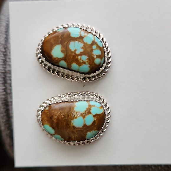 Gorgeous NWOT Native American Navajo Turquoise and Sterling Earrings ๐๐ค - Picture 4 of 11